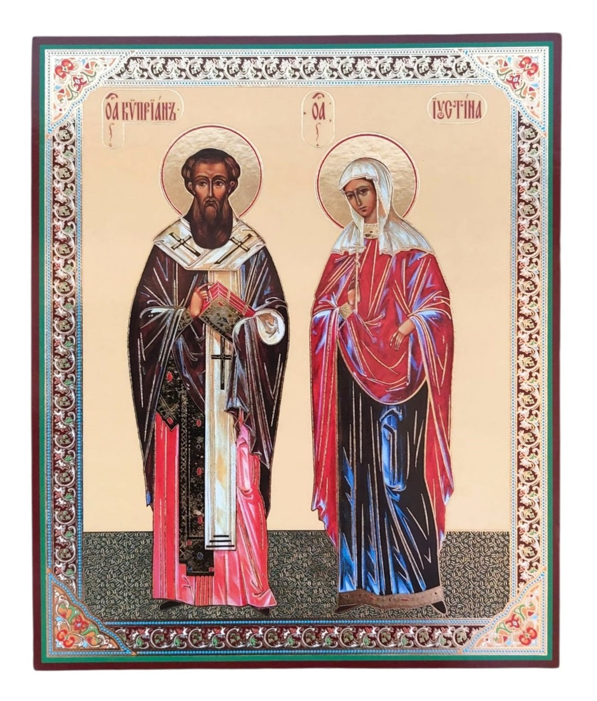 LITOGRAFIE PE MDF 15/18- SF. MUCENICI CIPRIAN SI IUSTINA