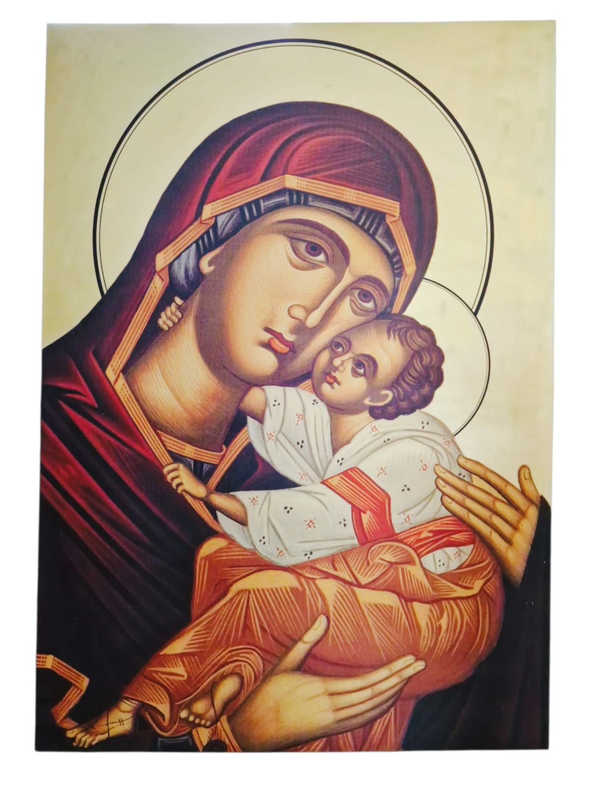 Icoană decorativă Maica Domnului „Dulcea Sărutare” – print pe bond