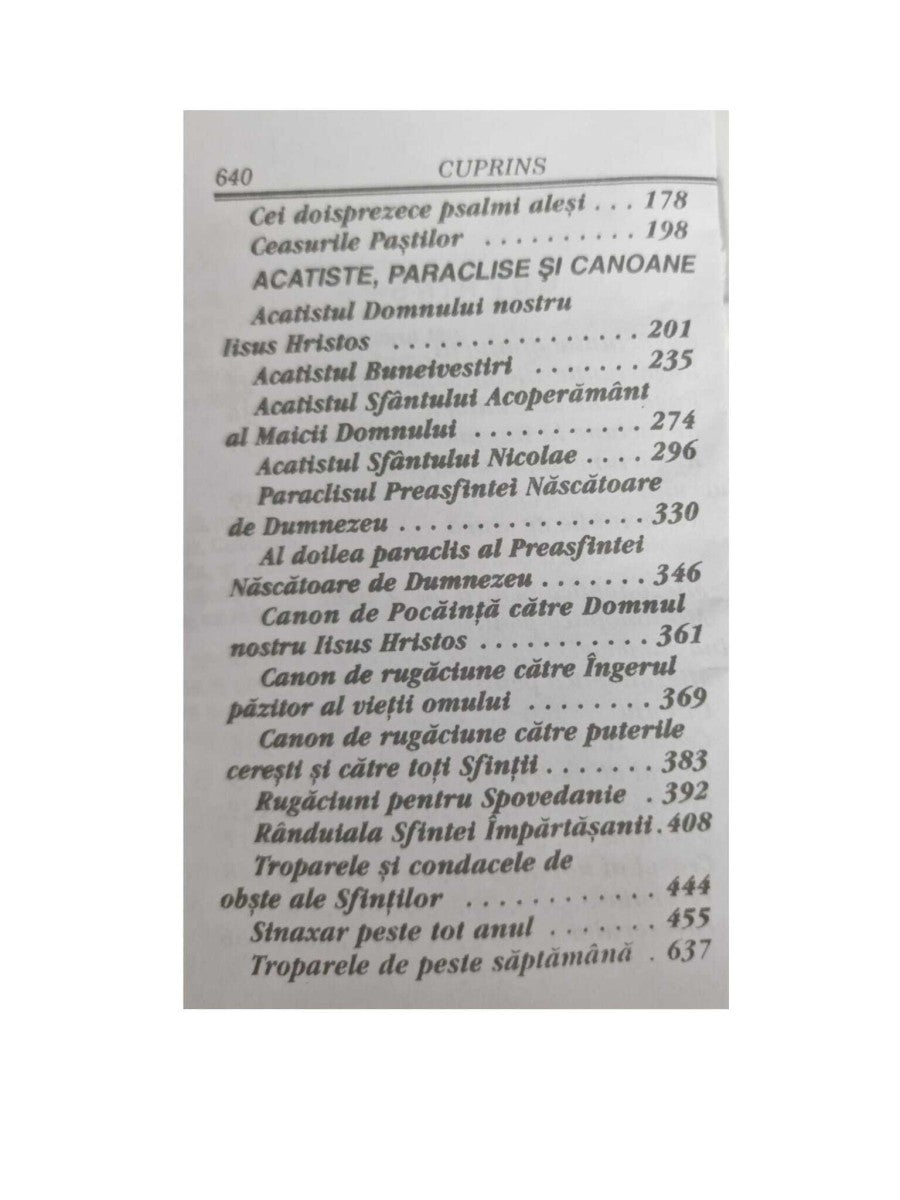 MICUL CEASLOV CU SINAXARUL DE PESTE AN