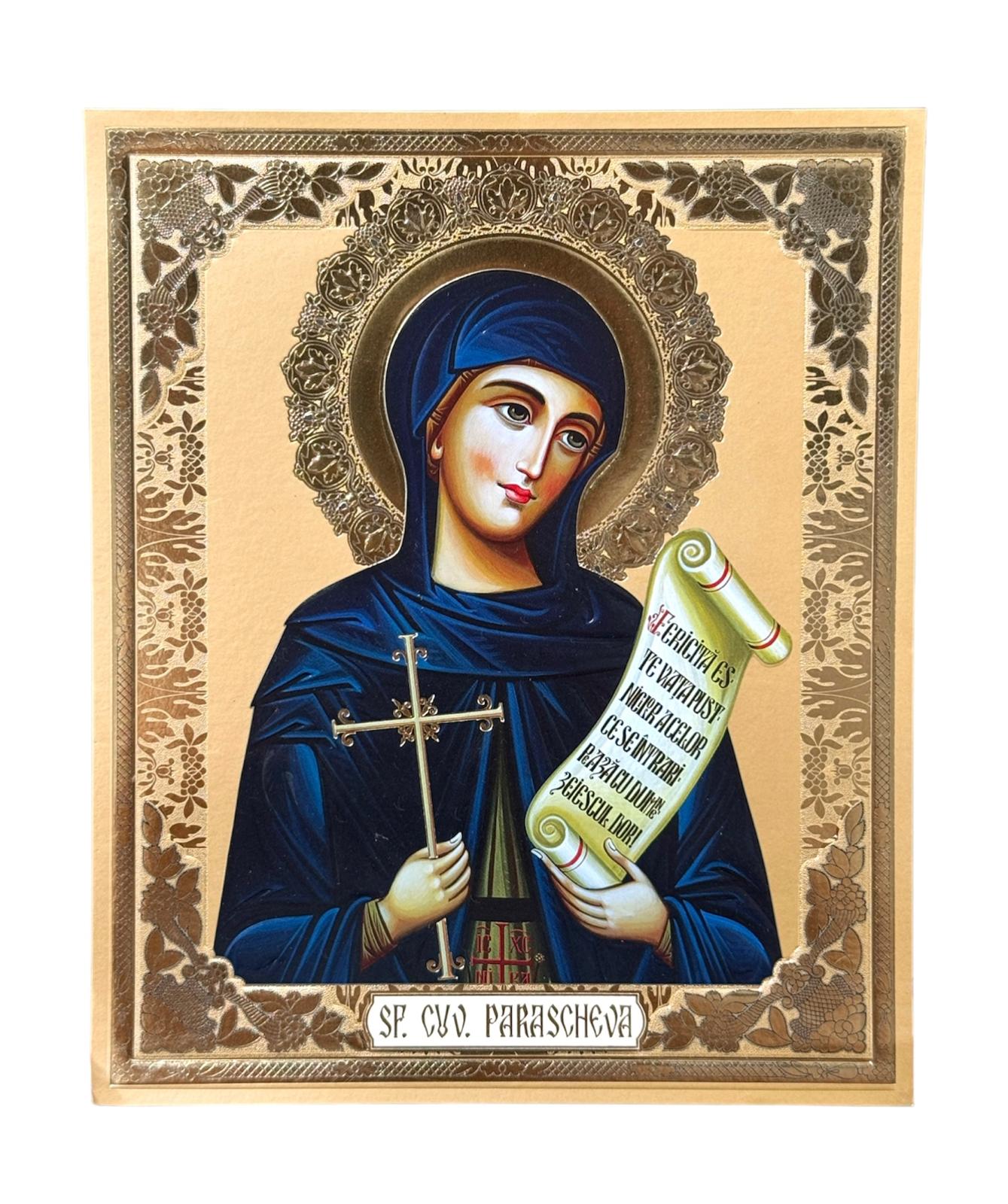 icoană Sfânta Parascheva litografie 15x18 cm