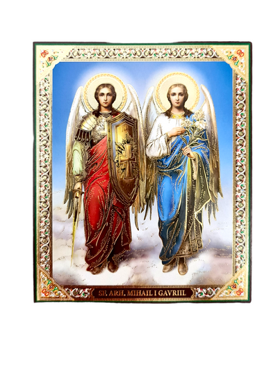 LITOGRAFIE PE MDF 10/12- SF. ARHANGHELI MIHAIL SI GAVRIL (model 2)
