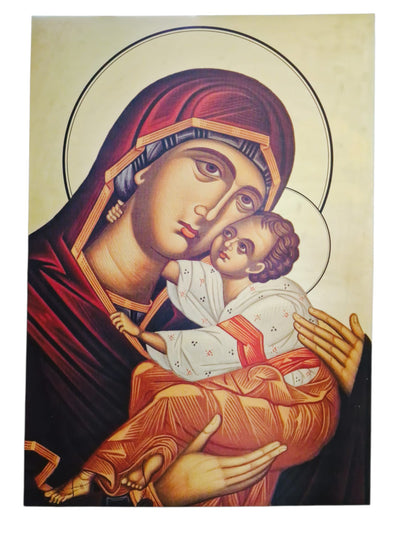 Icoană decorativă Maica Domnului „Dulcea Sărutare” – print pe bond